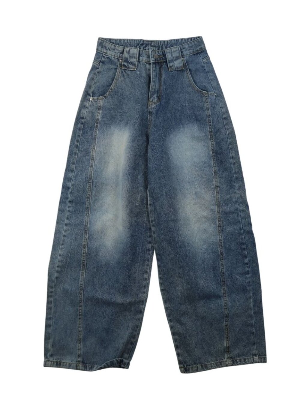 ✨3/$30 XS Barrel Leg Wide Vintage Wash Denim Jeans High Rise